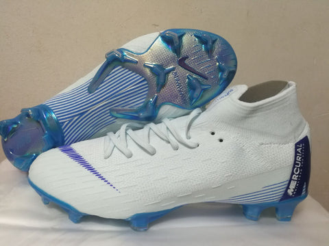 Image of Nike Mercurial Superfly VI Academy MG Cleat White Blue High Cut - KicksNatics