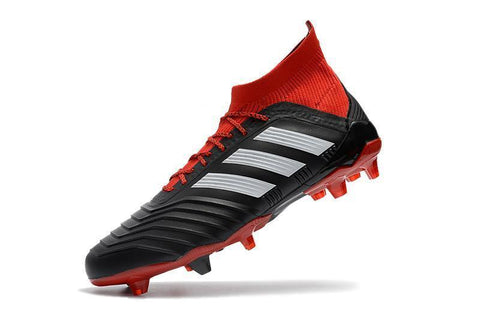 Image of Adidas Predator 18.1 FG Soccer Cleats Core Black White Red - KicksNatics