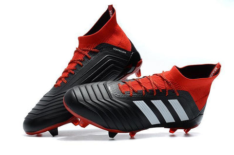 Image of Adidas Predator 18.1 FG Soccer Cleats Core Black White Red - KicksNatics