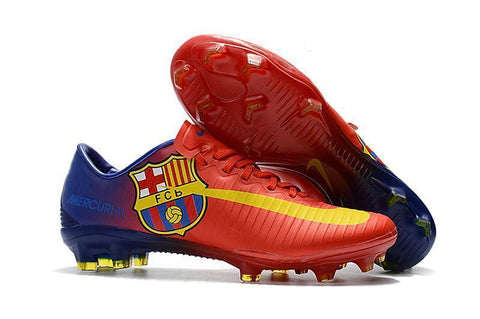 Image of Nike Mercurial Vapor XI Barcelona FG Soccer Cleats Red Blue Yellow - KicksNatics
