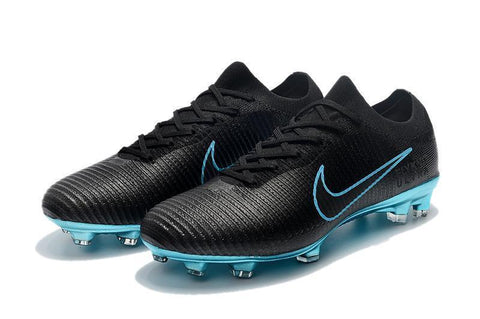 Image of Nike Mercurial Vapor Flyknit Ultra FG Soccer Cleats Black Blue - KicksNatics