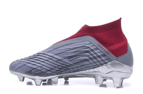 Image of Adidas Predator 18+ Paul Pogba FG Soccer Cleats Iron Metallic Grey Red - KicksNatics