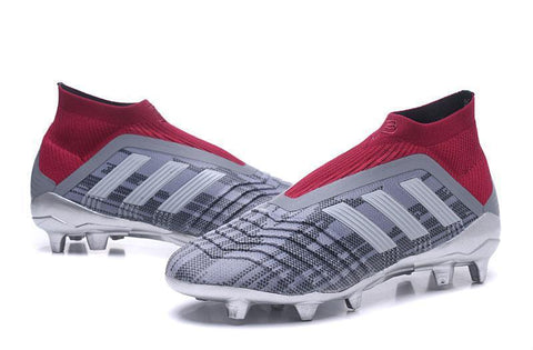 Image of Adidas Predator 18+ Paul Pogba FG Soccer Cleats Iron Metallic Grey Red - KicksNatics