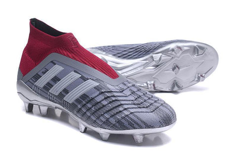 Image of Adidas Predator 18+ Paul Pogba FG Soccer Cleats Iron Metallic Grey Red - KicksNatics