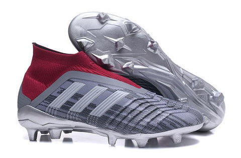 Image of Adidas Predator 18+ Paul Pogba FG Soccer Cleats Iron Metallic Grey Red - KicksNatics