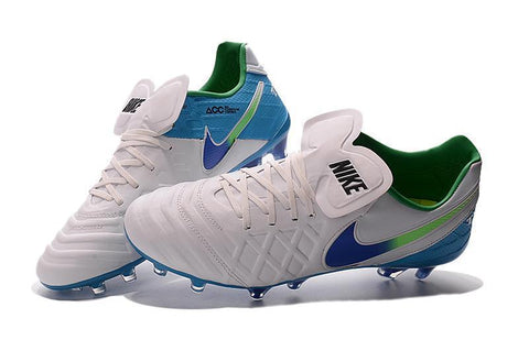Image of Nike Tiempo Legend VI FG Soccer Cleats White Blue Green - KicksNatics
