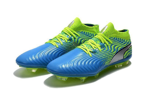 Image of PUMA ONE 18.1 FG Soccer Cleats Blue Green Silver