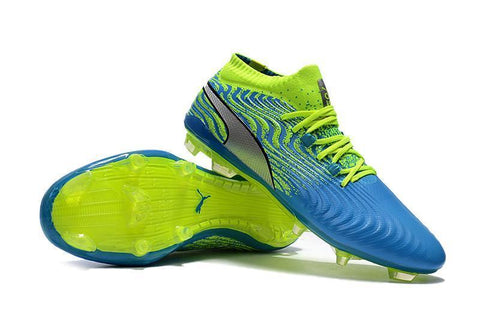 Image of PUMA ONE 18.1 FG Soccer Cleats Blue Green Silver