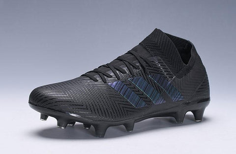 Image of ADIDAS NEMEZIZ MESSI 18+ FIRM GROUND CLEATS BLACK ALL BLACK - KicksNatics