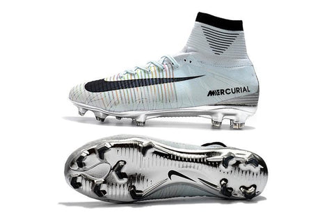Image of Nike Mercurial Superfly V CR7 FG Soccer Cleats Tint Black White Chrome - KicksNatics