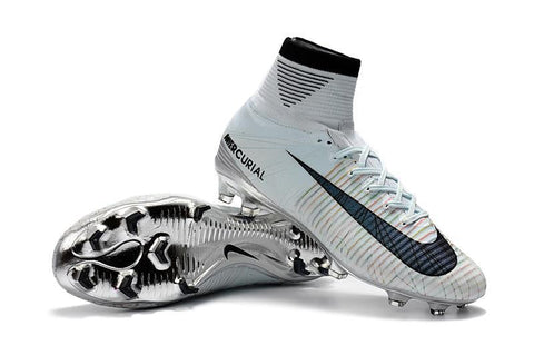 Image of Nike Mercurial Superfly V CR7 FG Soccer Cleats Tint Black White Chrome - KicksNatics