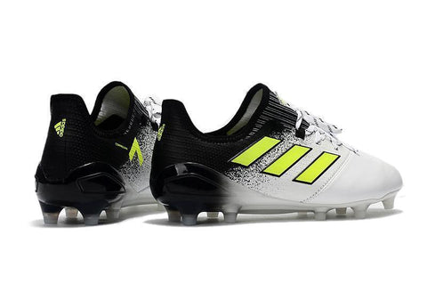 Image of Adidas ACE 17.1 Leather FG Soccer Cleats Fluorescent Green White Black - KicksNatics