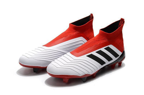 Image of Adidas Predator 18+ FG Soccer Cleats White Solar Red Core Black - KicksNatics