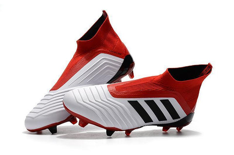 Image of Adidas Predator 18+ FG Soccer Cleats White Solar Red Core Black - KicksNatics