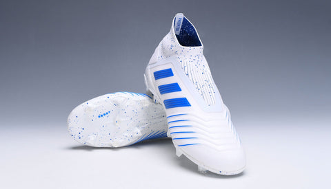 Image of Adidas Predator 19.1 FG White Blue no Lace - KicksNatics