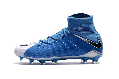Image of Nike Hypervenom Phantom III DF FG Soccer Cleats Sky Blue White Black - KicksNatics