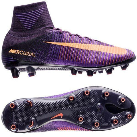 Image of Nike Mercurial Superfly V AG Soccer Cleats Purple Bright Citrus - KicksNatics