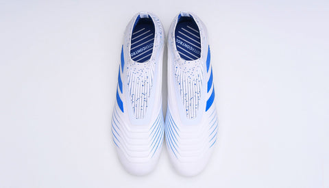 Image of Adidas Predator 19.1 FG White Blue no Lace - KicksNatics