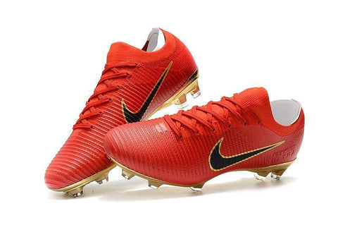Image of Nike Mercurial Vapor Flyknit Ultra FG Soccer Cleats Red Golden - KicksNatics