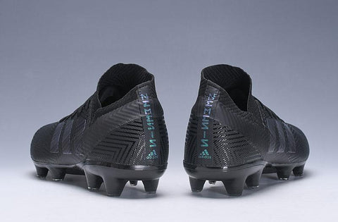 Image of ADIDAS NEMEZIZ MESSI 18+ FIRM GROUND CLEATS BLACK ALL BLACK - KicksNatics