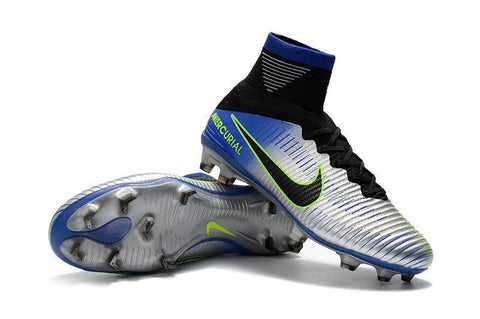 Image of Nike Mercurial Superfly V FG Soccer Cleats Pure Platinum Blue Black - KicksNatics