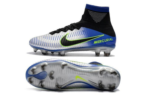 Image of Nike Mercurial Superfly V FG Soccer Cleats Pure Platinum Blue Black - KicksNatics