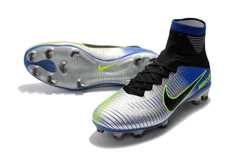 Image of Nike Mercurial Superfly V FG Soccer Cleats Pure Platinum Blue Black - KicksNatics