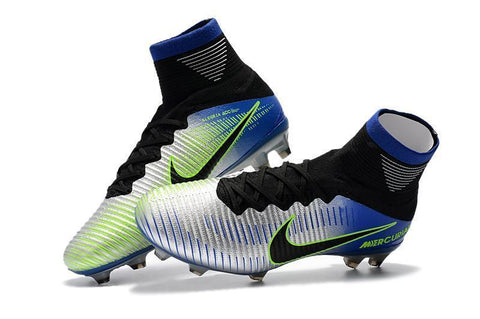 Image of Nike Mercurial Superfly V FG Soccer Cleats Pure Platinum Blue Black - KicksNatics