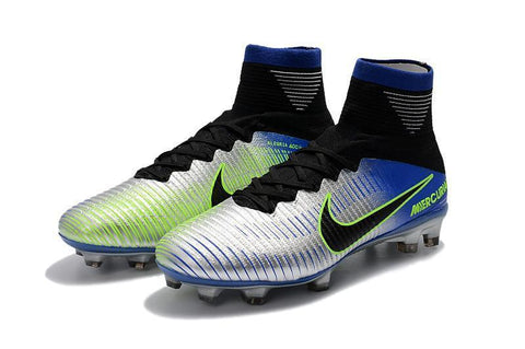 Image of Nike Mercurial Superfly V FG Soccer Cleats Pure Platinum Blue Black - KicksNatics