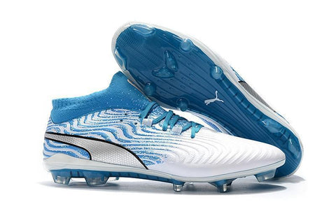 Image of PUMA ONE 18.1 FG Soccer Cleats Blue White Silver