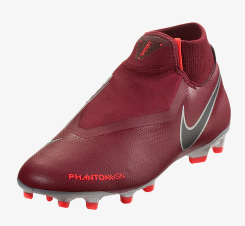 Image of Nike Phantom Vision Elite DF FG Soccer Cleats Maroon Silver Black - KicksNatics