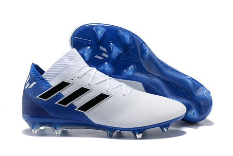 Image of ADIDAS NEMEZIZ MESSI 18.1 FIRM GROUND CLEATS WHITE BLUE BLACK - KicksNatics