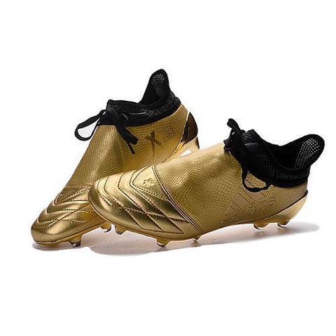 Image of Adidas X 16+ Purechaos FG/AG Soccer Cleats Golden Black - KicksNatics