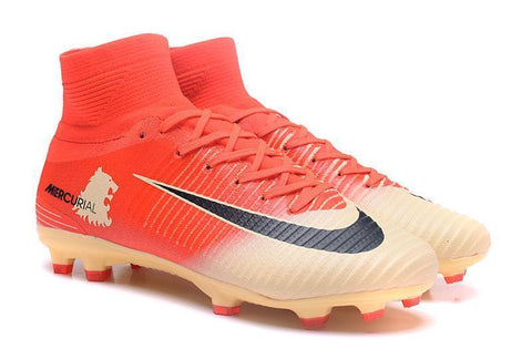 Image of Nike Mercurial Superfly V FG Soccer Cleats Red Yellow Gold - KicksNatics