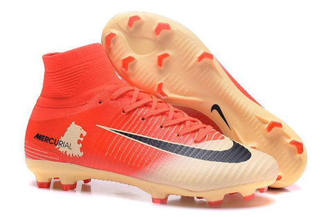 Image of Nike Mercurial Superfly V FG Soccer Cleats Red Yellow Gold - KicksNatics