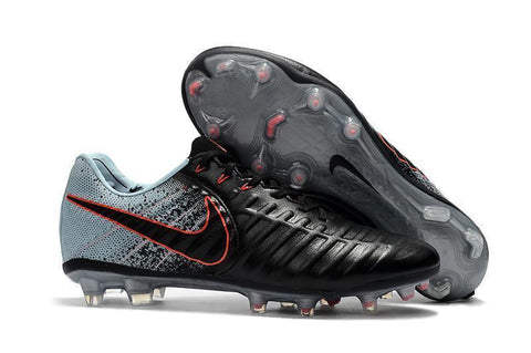 Image of Nike Tiempo Legend VII FG Soccer Cleats Black Light Almory Blue - KicksNatics