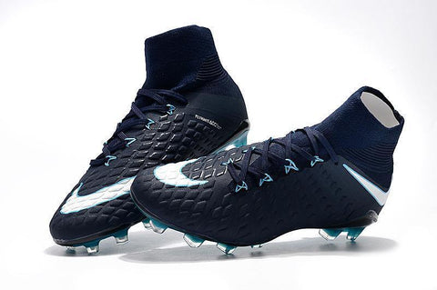 Image of Nike Hypervenom Phantom III DF FG Soccer Cleats Navy Blue White - KicksNatics