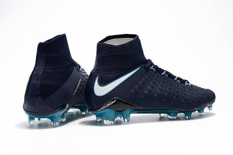 Image of Nike Hypervenom Phantom III DF FG Soccer Cleats Navy Blue White - KicksNatics