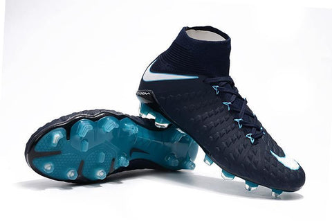 Image of Nike Hypervenom Phantom III DF FG Soccer Cleats Navy Blue White - KicksNatics