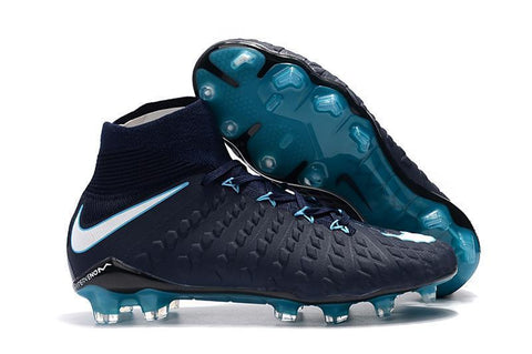 Image of Nike Hypervenom Phantom III DF FG Soccer Cleats Navy Blue White - KicksNatics