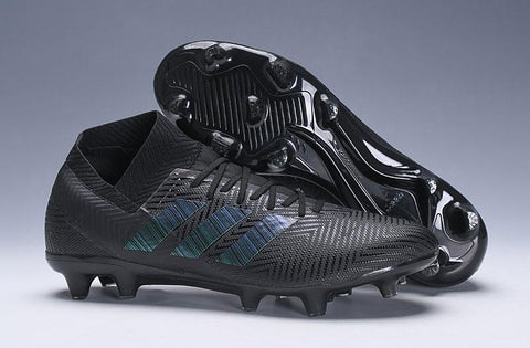 Image of ADIDAS NEMEZIZ MESSI 18+ FIRM GROUND CLEATS BLACK ALL BLACK - KicksNatics