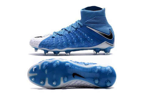 Image of Nike Hypervenom Phantom III DF FG Soccer Cleats Sky Blue White Black - KicksNatics