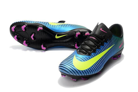 Image of Nike Mercurial Vapor XI FG Soccer Cleats Blue Green Yellow - KicksNatics
