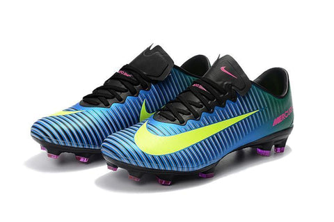 Image of Nike Mercurial Vapor XI FG Soccer Cleats Blue Green Yellow - KicksNatics