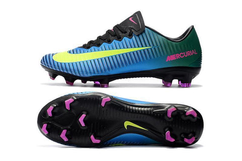 Image of Nike Mercurial Vapor XI FG Soccer Cleats Blue Green Yellow - KicksNatics