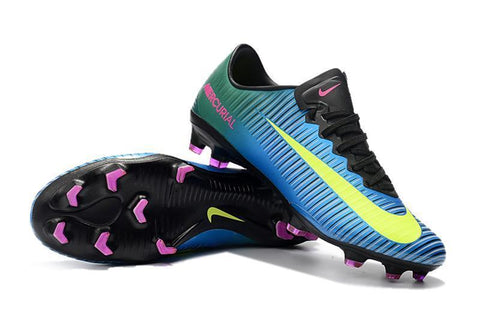 Image of Nike Mercurial Vapor XI FG Soccer Cleats Blue Green Yellow - KicksNatics