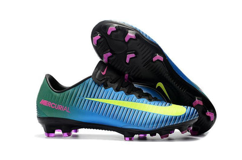 Image of Nike Mercurial Vapor XI FG Soccer Cleats Blue Green Yellow - KicksNatics