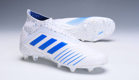 Image of Adidas Predator 19.1 FG White Blue no Lace - KicksNatics