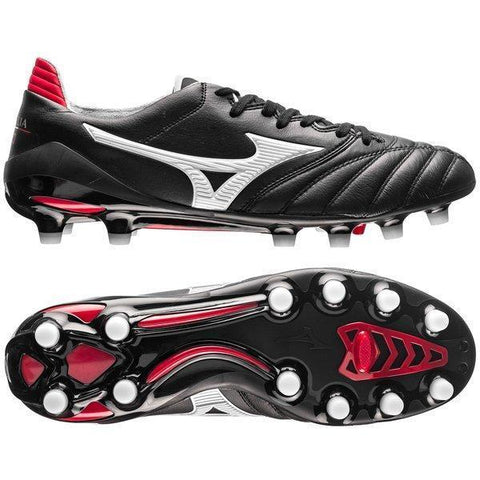Image of Mizuno Morelia Neo II FG Soccer Cleats Black White Red - KicksNatics