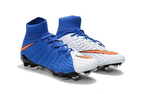 Image of Nike Hypervenom Phantom III DF FG Soccer Cleats Blue White Red - KicksNatics